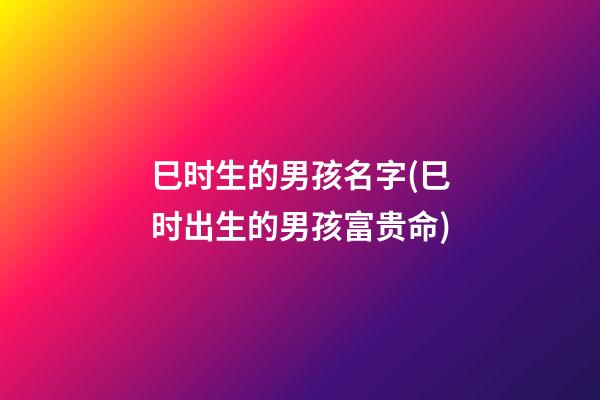 巳时生的男孩名字(巳时出生的男孩富贵命)