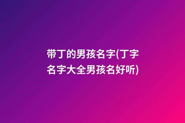 带丁的男孩名字(丁字名字大全男孩名好听)