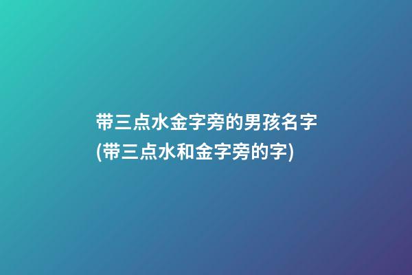带三点水金字旁的男孩名字(带三点水和金字旁的字)