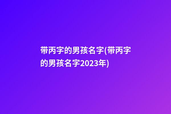 带丙字的男孩名字(带丙字的男孩名字2023年)