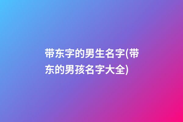 带东字的男生名字(带东的男孩名字大全)