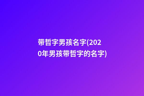 带哲字男孩名字(2020年男孩带哲字的名字)