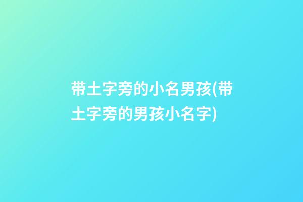 带土字旁的小名男孩(带土字旁的男孩小名字)