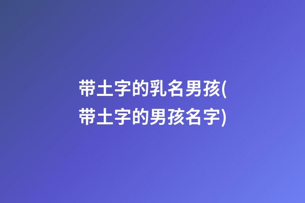 带土字的乳名男孩(带土字的男孩名字)