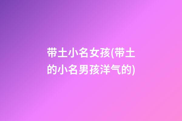 带土小名女孩(带土的小名男孩洋气的)