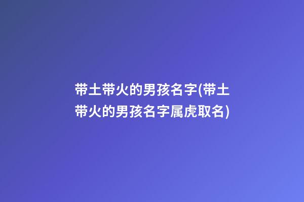 带土带火的男孩名字(带土带火的男孩名字属虎取名)
