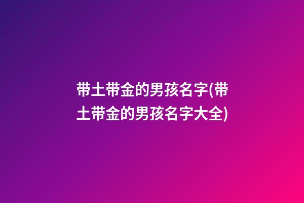 带土带金的男孩名字(带土带金的男孩名字大全)