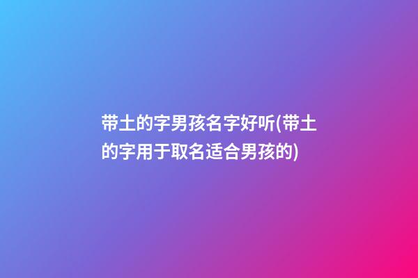 带土的字男孩名字好听(带土的字用于取名适合男孩的)