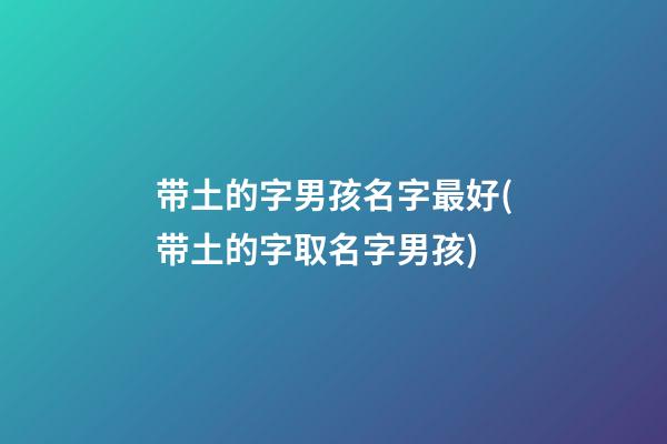 带土的字男孩名字最好(带土的字取名字男孩)