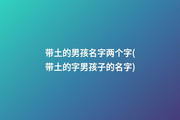 带土的男孩名字两个字(带土的字男孩子的名字)