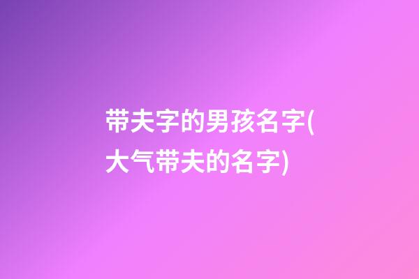 带夫字的男孩名字(大气带夫的名字)