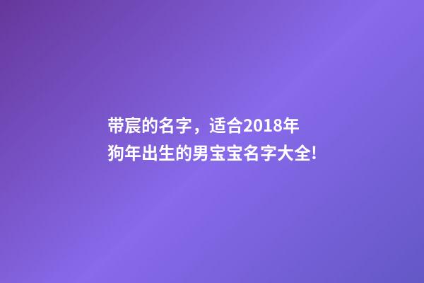带宸的名字，适合2018年狗年出生的男宝宝名字大全!-第1张-观点-玄机派