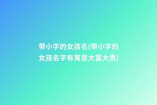 带小字的女孩名(带小字的女孩名字有寓意大富大贵)