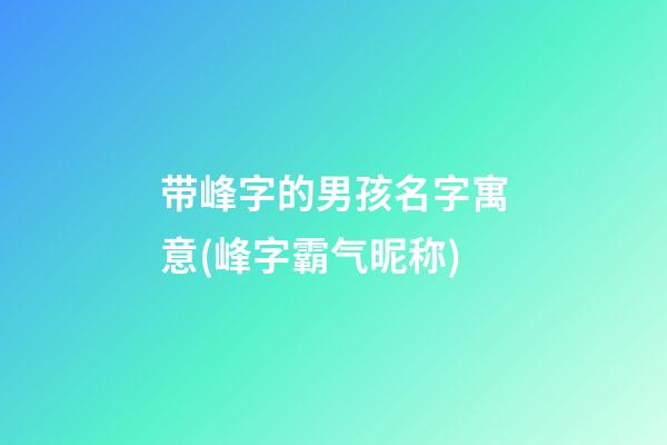 带峰字的男孩名字寓意(峰字霸气昵称)