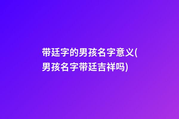 带廷字的男孩名字意义(男孩名字带廷吉祥吗)