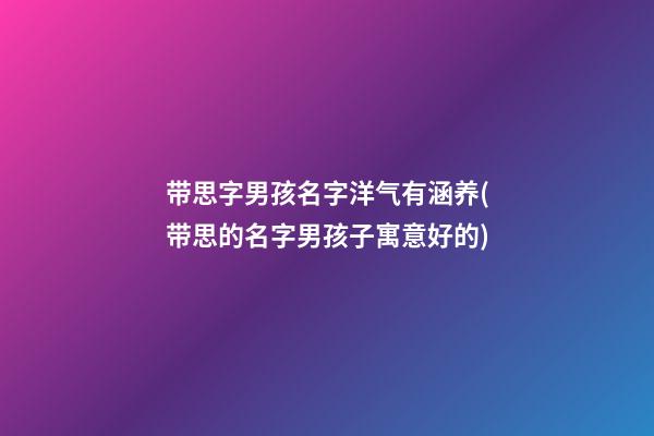 带思字男孩名字洋气有涵养(带思的名字男孩子寓意好的)