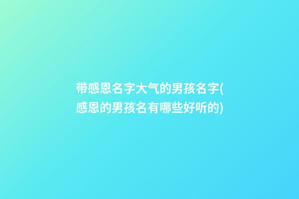 带感恩名字大气的男孩名字(感恩的男孩名有哪些好听的)