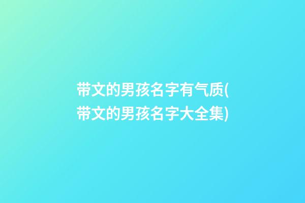 带文的男孩名字有气质(带文的男孩名字大全集)