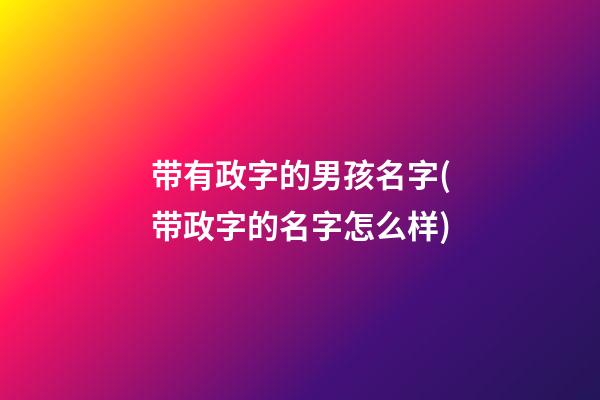 带有政字的男孩名字(带政字的名字怎么样)