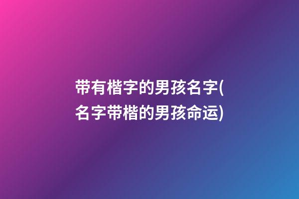 带有楷字的男孩名字(名字带楷的男孩命运)