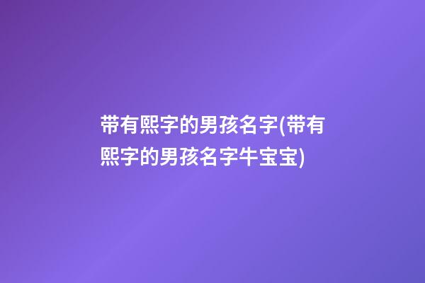 带有熙字的男孩名字(带有熙字的男孩名字牛宝宝)