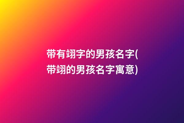 带有翊字的男孩名字(带翊的男孩名字寓意)