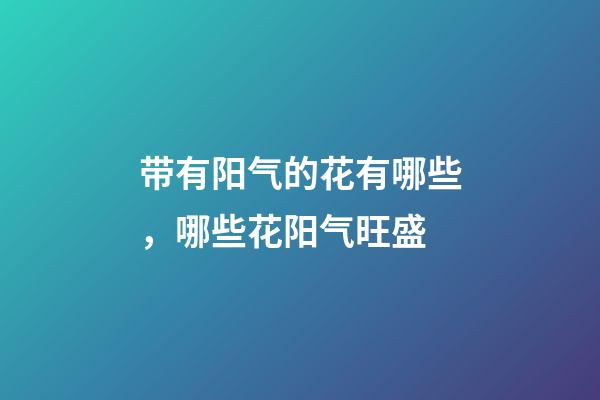 带有阳气的花有哪些，哪些花阳气旺盛