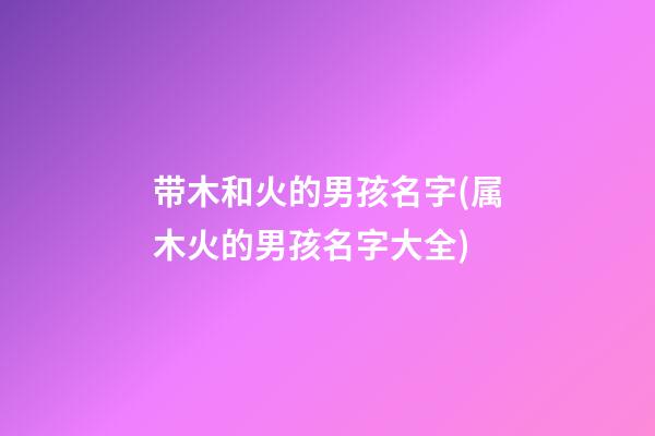带木和火的男孩名字(属木火的男孩名字大全)