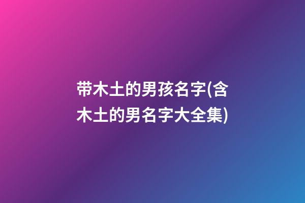 带木土的男孩名字(含木土的男名字大全集)
