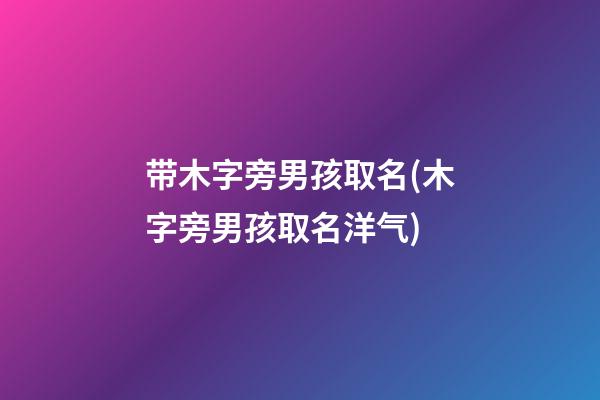 带木字旁男孩取名(木字旁男孩取名洋气)