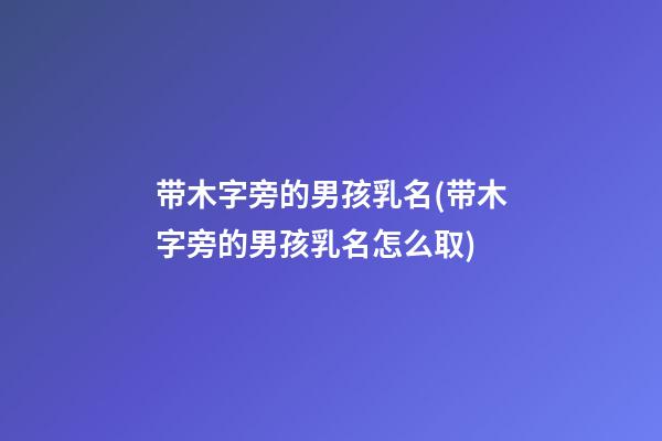 带木字旁的男孩乳名(带木字旁的男孩乳名怎么取)