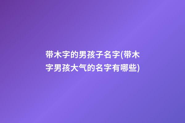 带木字的男孩子名字(带木字男孩大气的名字有哪些)