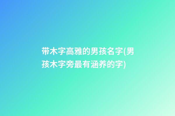 带木字高雅的男孩名字(男孩木字旁最有涵养的字)