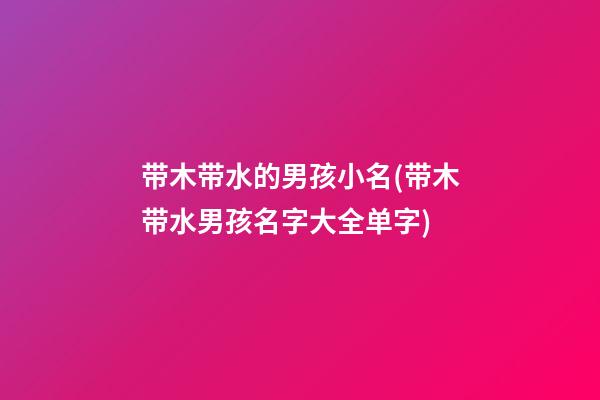 带木带水的男孩小名(带木带水男孩名字大全单字)