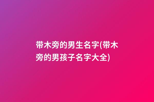 带木旁的男生名字(带木旁的男孩子名字大全)