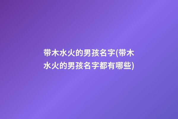 带木水火的男孩名字(带木水火的男孩名字都有哪些)