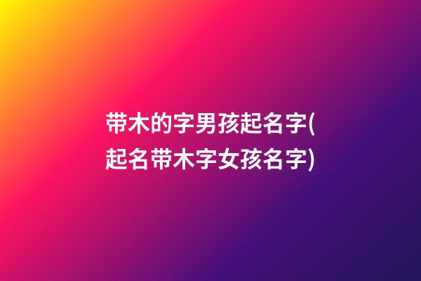 带木的字男孩起名字(起名带木字女孩名字)