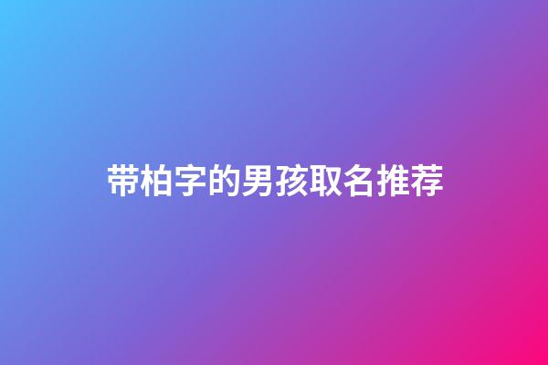 带柏字的男孩取名推荐