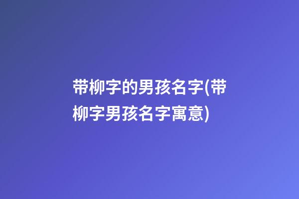 带柳字的男孩名字(带柳字男孩名字寓意)
