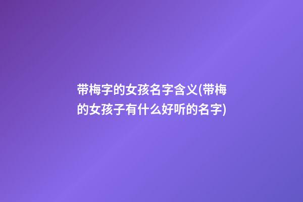 带梅字的女孩名字含义(带梅的女孩子有什么好听的名字)