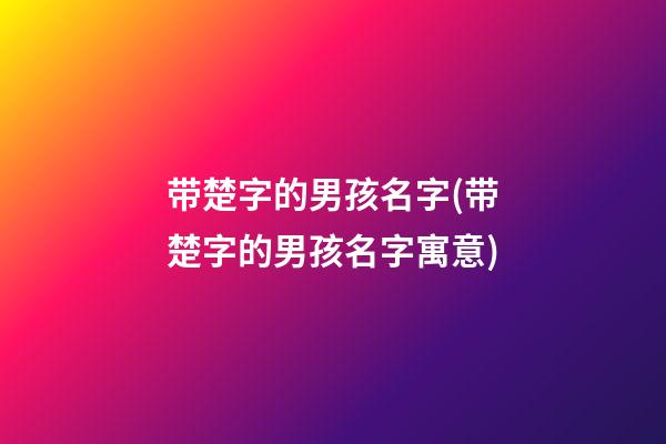 带楚字的男孩名字(带楚字的男孩名字寓意)