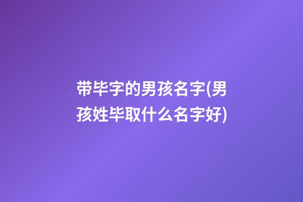 带毕字的男孩名字(男孩姓毕取什么名字好)
