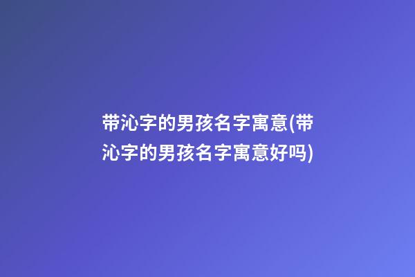 带沁字的男孩名字寓意(带沁字的男孩名字寓意好吗)