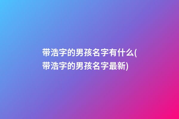 带浩字的男孩名字有什么(带浩字的男孩名字最新)