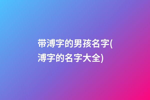 带溥字的男孩名字(溥字的名字大全)
