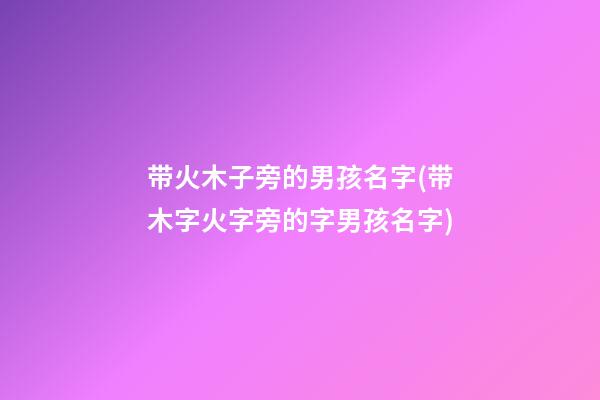 带火木子旁的男孩名字(带木字火字旁的字男孩名字)