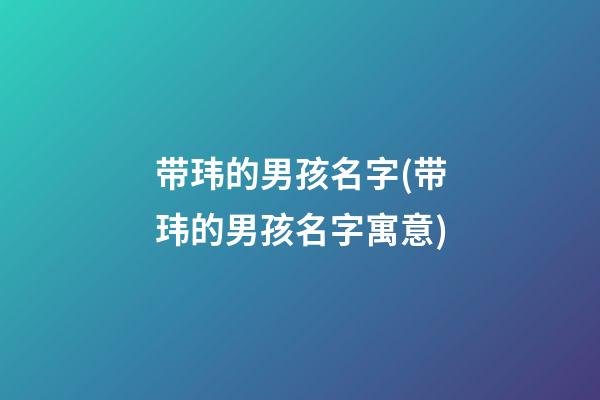 带玮的男孩名字(带玮的男孩名字寓意)