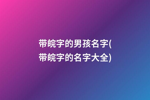 带皖字的男孩名字(带皖字的名字大全)