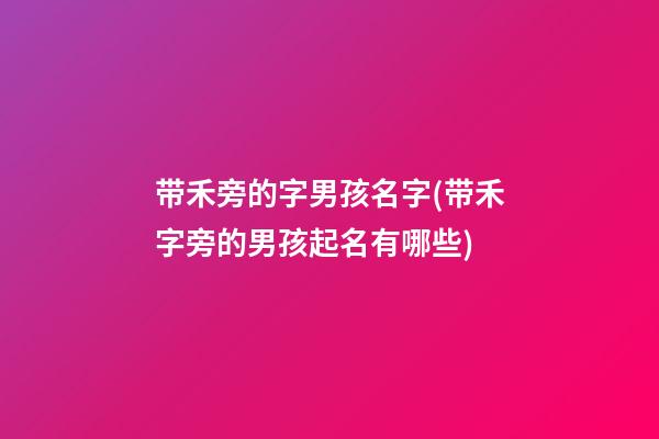带禾旁的字男孩名字(带禾字旁的男孩起名有哪些)