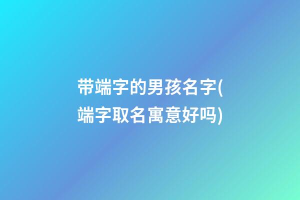 带端字的男孩名字(端字取名寓意好吗)